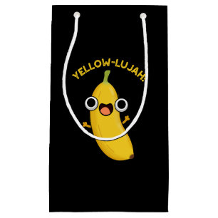 Sacola Para Presentes Pequena Yellow lujah Funny Banana Pun Dark BG