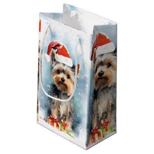 Sacola Para Presentes Pequena Yorkshire Terrier trabalho de arte de pintura de p