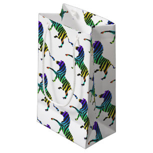 Sacola Para Presentes Pequena Zebra Black e Rainbow Silhouette