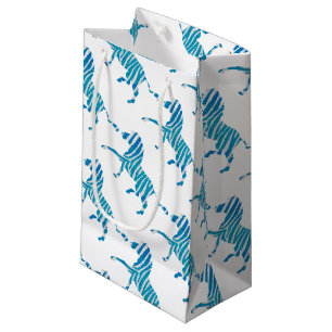 Sacola Para Presentes Pequena Zebra Blue e White Silhouette