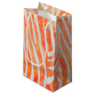 Sacola Para Presentes Pequena Zebra Orange e Impressão branca