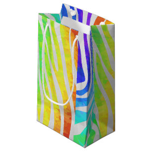 Sacola Para Presentes Pequena Zebra Rainbow e White Impressão