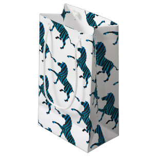 Sacola Para Presentes Pequena Zebra Silhueta Negra e Azul