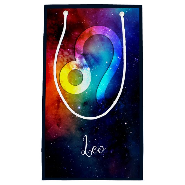 Sacola Para Presentes Pequena Zodiac: Leo Rainbow Space (Frente)