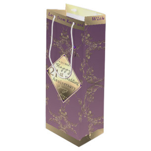 Sacola Para Vinho 21 Aniversário de Casamento Brass e Iolite Gift Ba