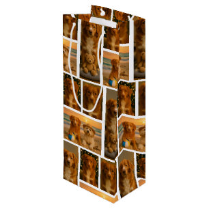 Sacola Para Vinho 4 Colagem de Fotos Personalizadas