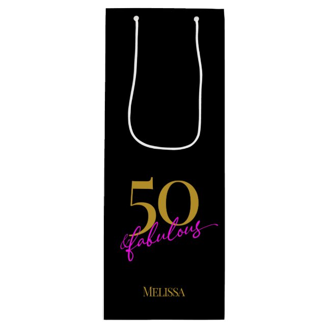Sacola Para Vinho 50 e Dourado rosa preto fabuloso (Frente)