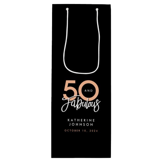 Sacola Para Vinho 50 e Fabuloso 50º aniversário moderno (Frente)