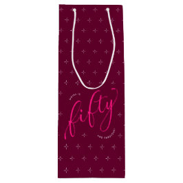 Sacola Para Vinho 50 e Fabuloso Rosa Quente Moderno 50º Aniversário