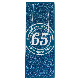 Sacola Para Vinho 65.o aniversário com Nome, Idade e Vinho de Data