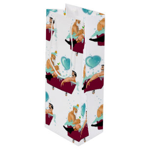 Sacola Para Vinho A artística de SlipperyJoe dois gay homens banhei