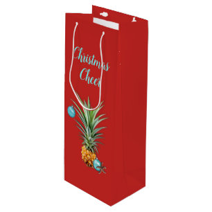 Sacola Para Vinho Abacaxis de Natal tropical Abacaxis Vinho Vermelho