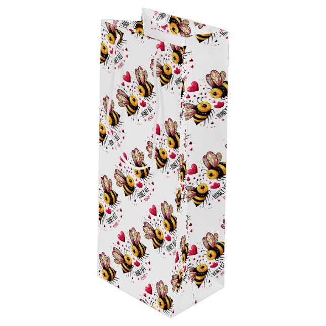 Sacola Para Vinho Abelhas de Mel de Mel Namorados (Frente inclinada)