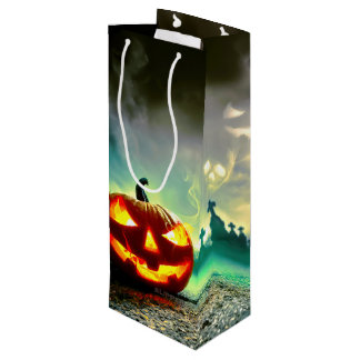 Sacola Para Vinho Abóbora de Halloween luminosa do SlipperyJoe wa