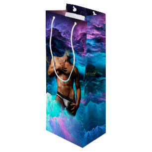 Sacola Para Vinho Abst azul púrpura do Homem de SlipperyJoe