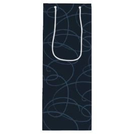 Sacola Para Vinho Abstract Swirling Vine | Modern Line Art Dark Navy