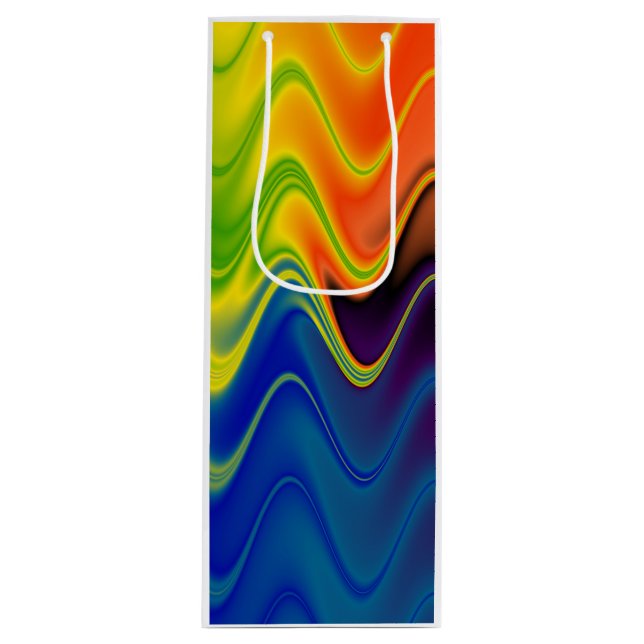 Sacola Para Vinho Abstrato de multicores onduladas (Frente)