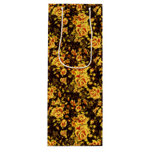 Sacola Para Vinho Abstrato Floral com flor dourada Gif Grande