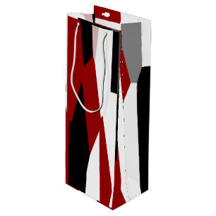 Sacola Para Vinho Abstrato preto e branco vermelho