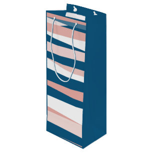 Sacola Para Vinho Abstrato rosa azul e branco