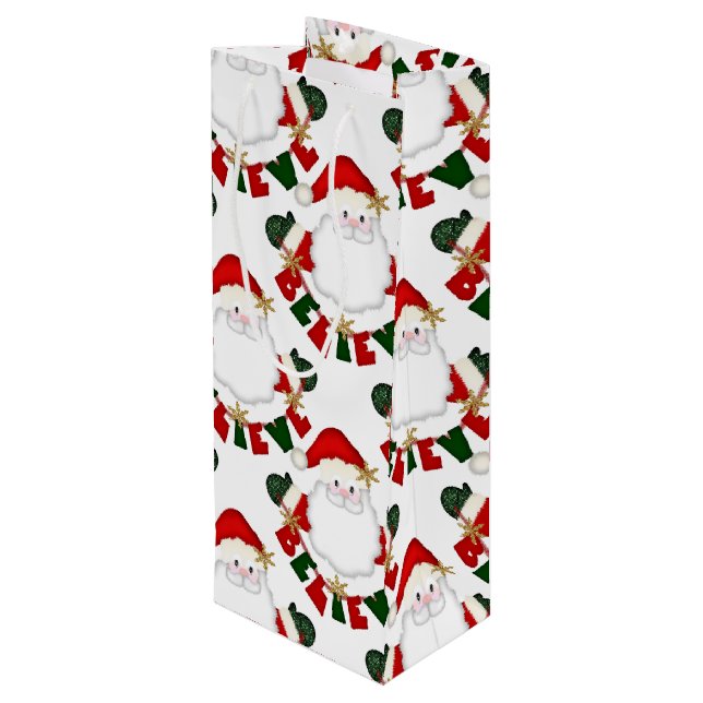 Sacola Para Vinho Acredite em Papais noeis-VINHO BRANCO-GIFT BAG (Verso inclinado)