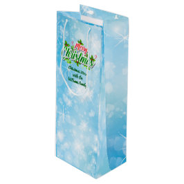 Sacola Para Vinho Adicione Nome Correspondente a Feliz Natal Azul Pr