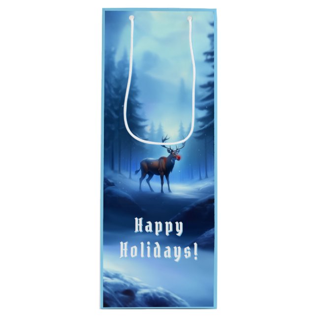 Sacola Para Vinho Adorable Reindeer Winter Wonderland Holiday (Frente)