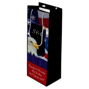 Sacola Para Vinho Águia e bandeira americanas patrióticas