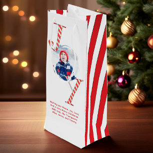 Sacola Para Vinho Alegria de Natal Vermelho e Branco Personalizada