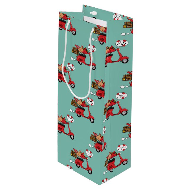 Sacola Para Vinho Amantes de Cardinal Vermelho no Patinete (Frente inclinada)