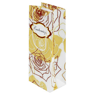Sacola Para Vinho Amizade e Joy Yellow Roses Wine Gift Bag
