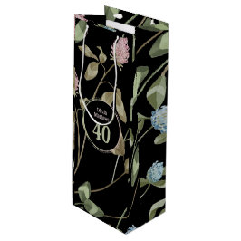 Sacola Para Vinho Aniversário Romântico Preto Rosa Trevo Floral 