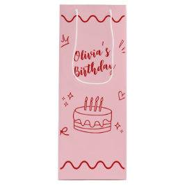 Sacola Para Vinho Aniversário Vermelho e Rosa