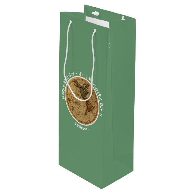 Sacola Para Vinho Antiguamente 1786 Partido Tema do Mapa do Hemisfér (Frente inclinada)