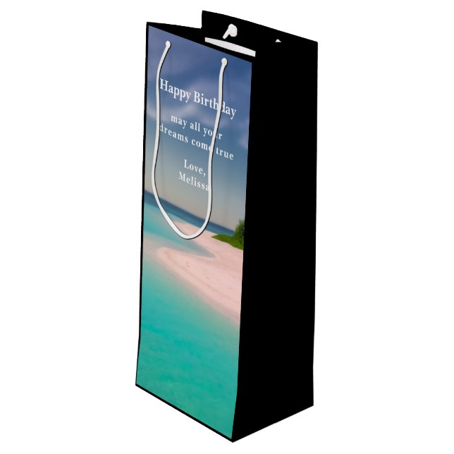 Sacola Para Vinho Aquamarine Ocean Tropical Beach Scenic Birthday (Verso inclinado)