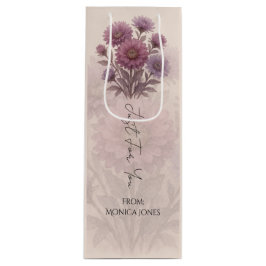 Sacola Para Vinho Aquarela Personalizada, Flor Aster