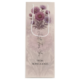 Sacola Para Vinho Aquarela Personalizada, Flor Aster