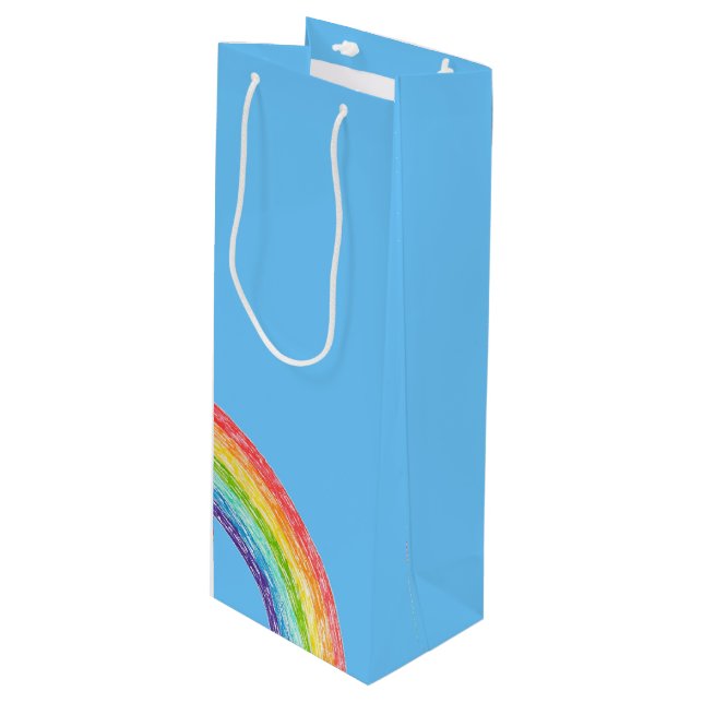 Sacola Para Vinho Arco-íris e céu azul (Frente inclinada)