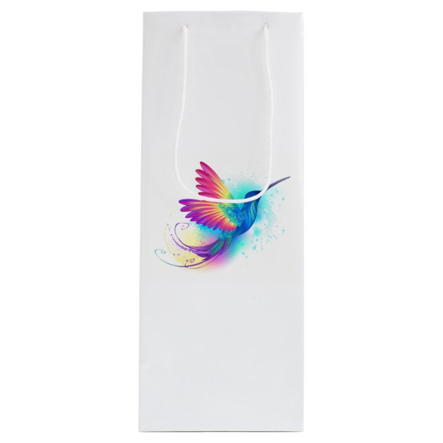 Sacola Para Vinho Arco-Íris Exótico Hummingbird (Frente)