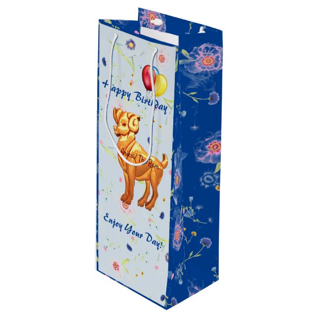 Sacola Para Vinho Aries Ram Birthday Wine Gifday Bag (Frente inclinada)