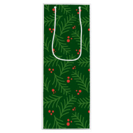Sacola Para Vinho Arranjo de Natal Folhagens e Bagas Artesanal Festa