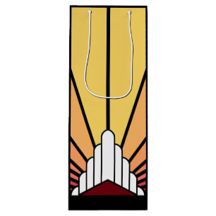 Sacola Para Vinho Art deco sun no amanhecer