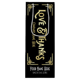 Sacola Para Vinho Arte Corporativa Deco Amor e Obrigados Dourados Ga