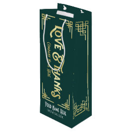 Sacola Para Vinho Arte Corporativa Deco Amor e Obrigados Dourados Ga