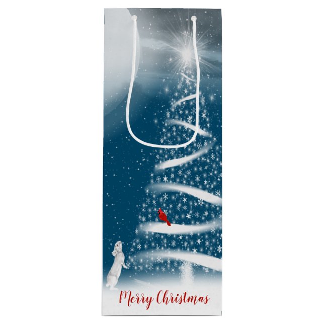 Sacola Para Vinho Árvore de Natal nas Estrelas e Bolsa de Presente d (Frente)