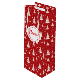 Sacola Para Vinho Árvores de Natal brancas nevando