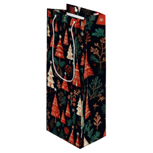 Sacola Para Vinho Árvores de Natal coloridas