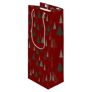 Sacola Para Vinho Árvores de Natal verdes