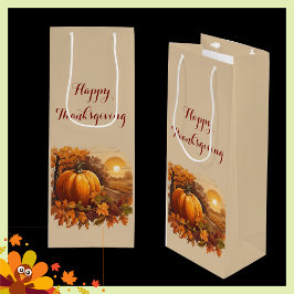 Sacola Para Vinho Autumn Thanksgiving Pumpkin Theme 