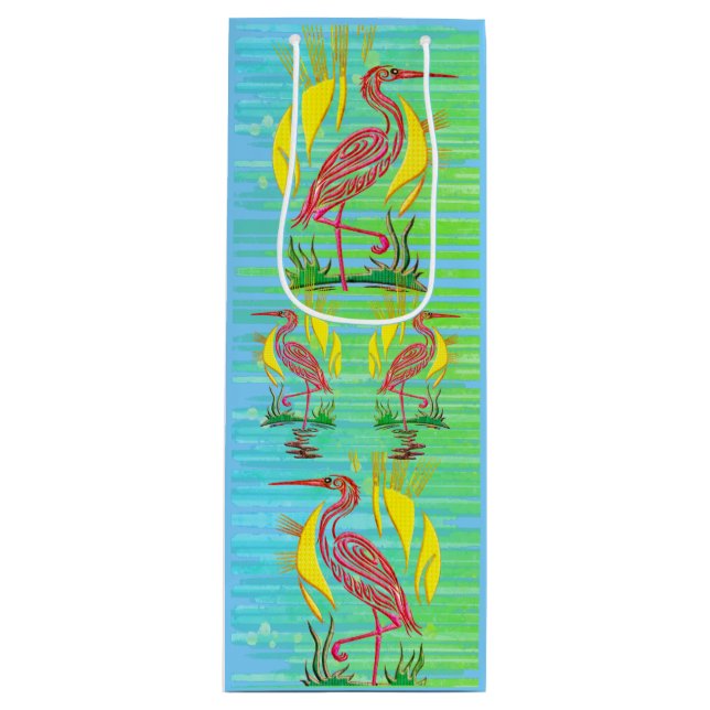 Sacola Para Vinho Aves Tropicais (Frente)